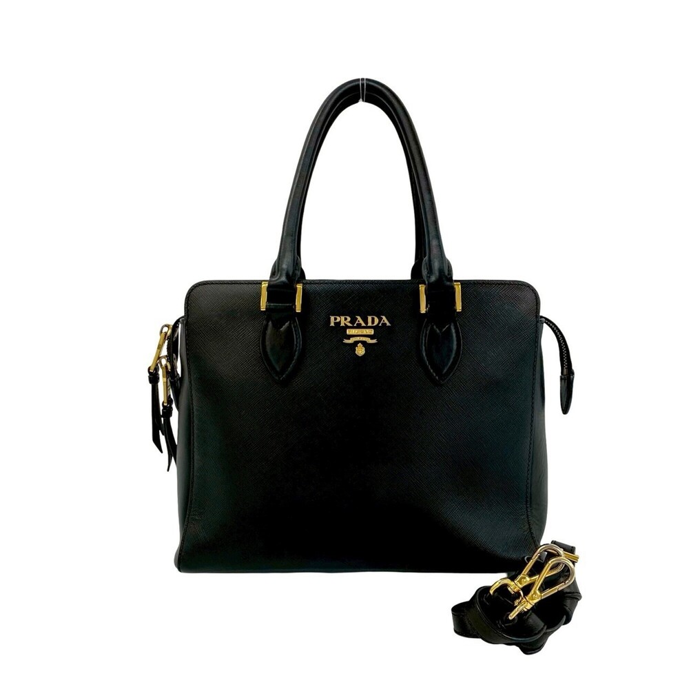 PRADA Prada Logo Hardware Saffiano Leather Genuine 2-way Handbag Mini Tote Ba... - Picture 1 of 10
